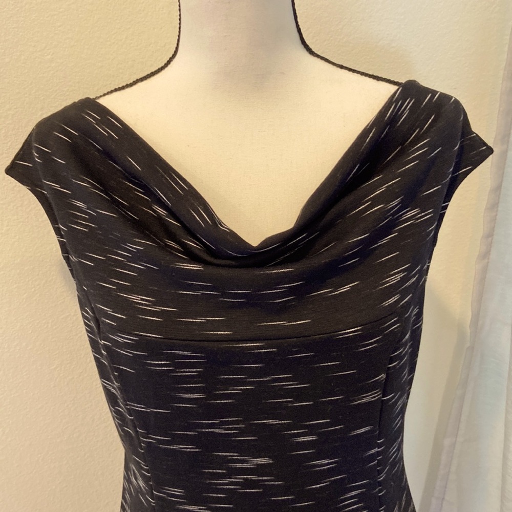 Drape-necked black/white Ann Taylor dress M